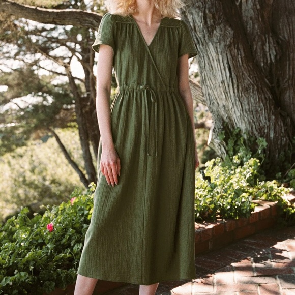 NWT Christy Dawn The Dawn Cotton Gauze Midi Dress | Sz Small | Forest Green - Picture 1 of 16